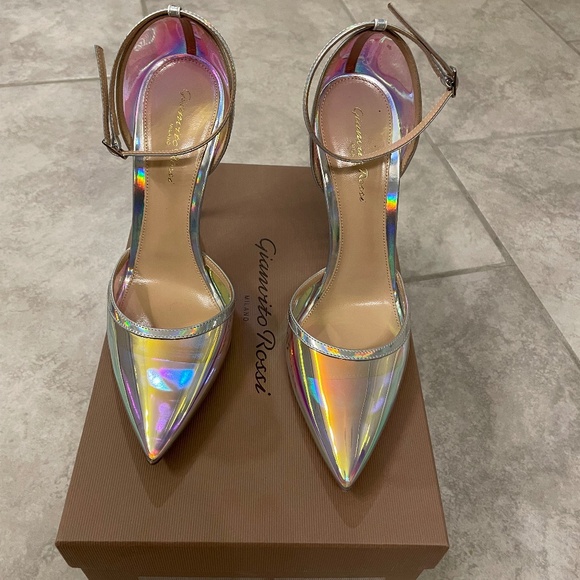 GIANVITO ROSSI Hologram 110mm Leather PVC Size 38 1/2 - Picture 1 of 12
